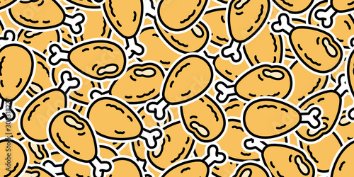 Crispy Fried Chicken Seamless Pattern vector scarf isolated repeat wallpaper tile background cartoon doodle illustration design