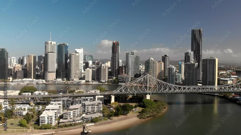 Brisbane city with CBD and Story Bridge, aerial drone panoramic Brisbane city with CBD and Story Bridge, aerial drone panoramic