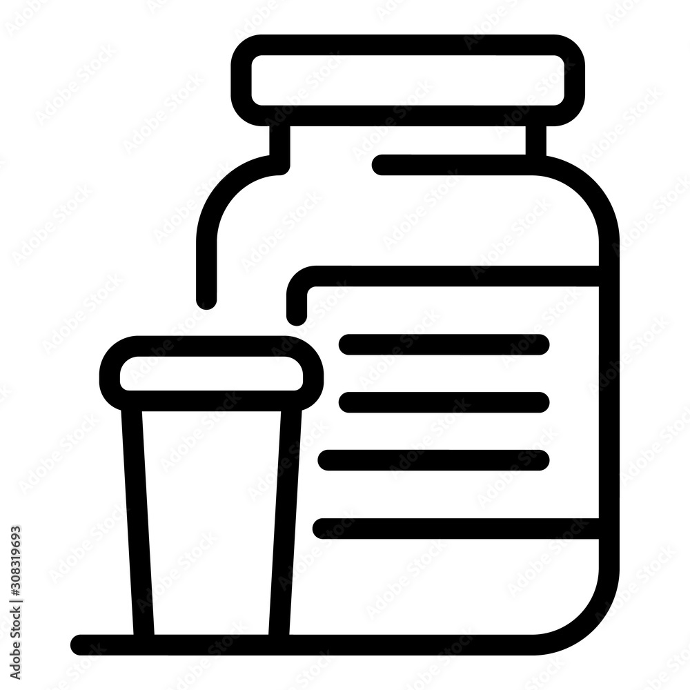 Protein jar icon. Outline protein jar vector icon for web design isolated on white background Protein jar icon. Outline protein jar vector icon for web design isolated on white background