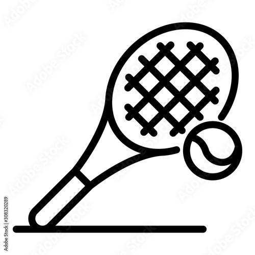 Tennis racket icon. Outline tennis racket vector icon for web design isolated on white background