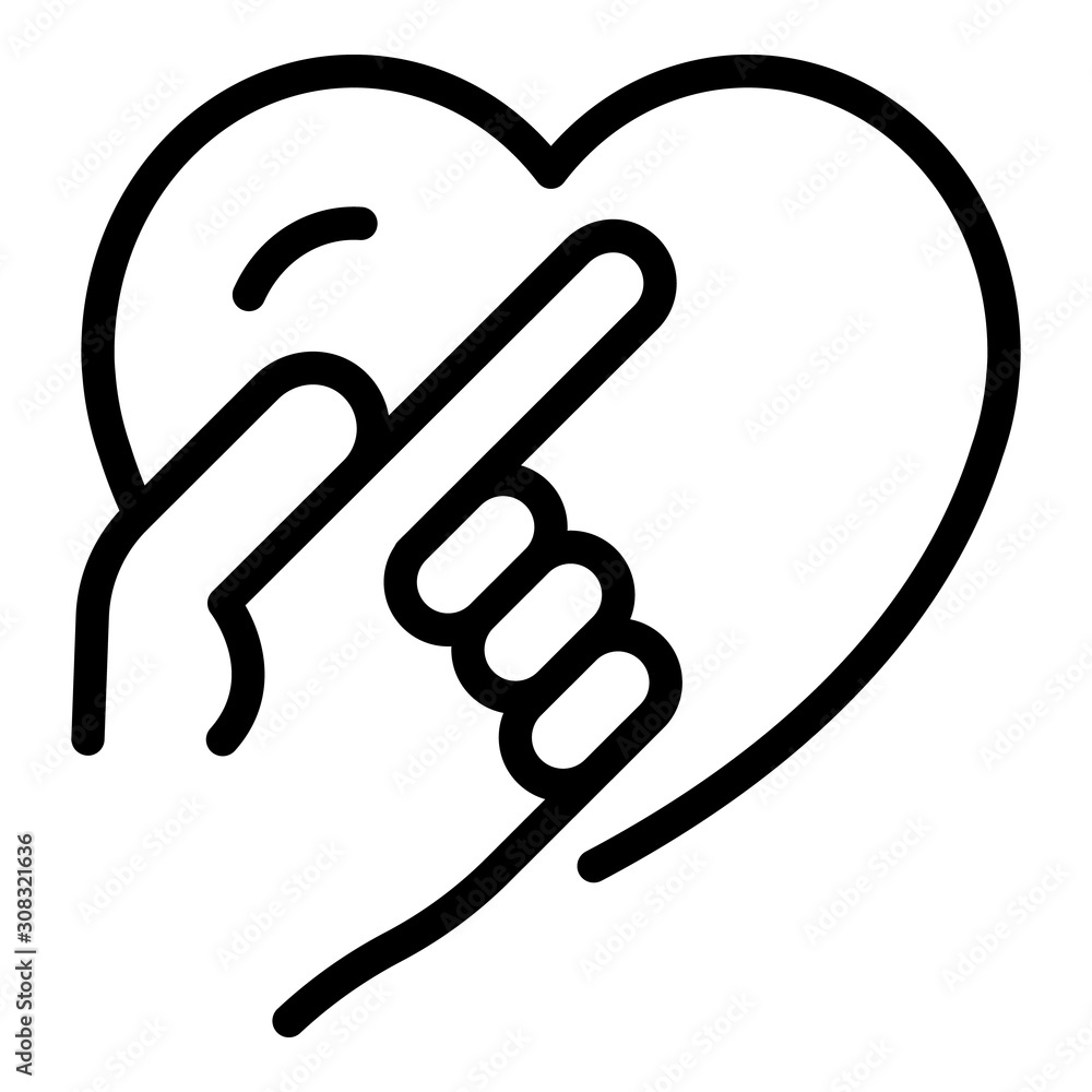 Finger show heart icon. Outline finger show heart vector icon for web design isolated on white background Finger show heart icon. Outline finger show heart vector icon for web design isolated on white background