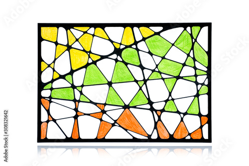 Abstract rectangle with colour pattern on a white background