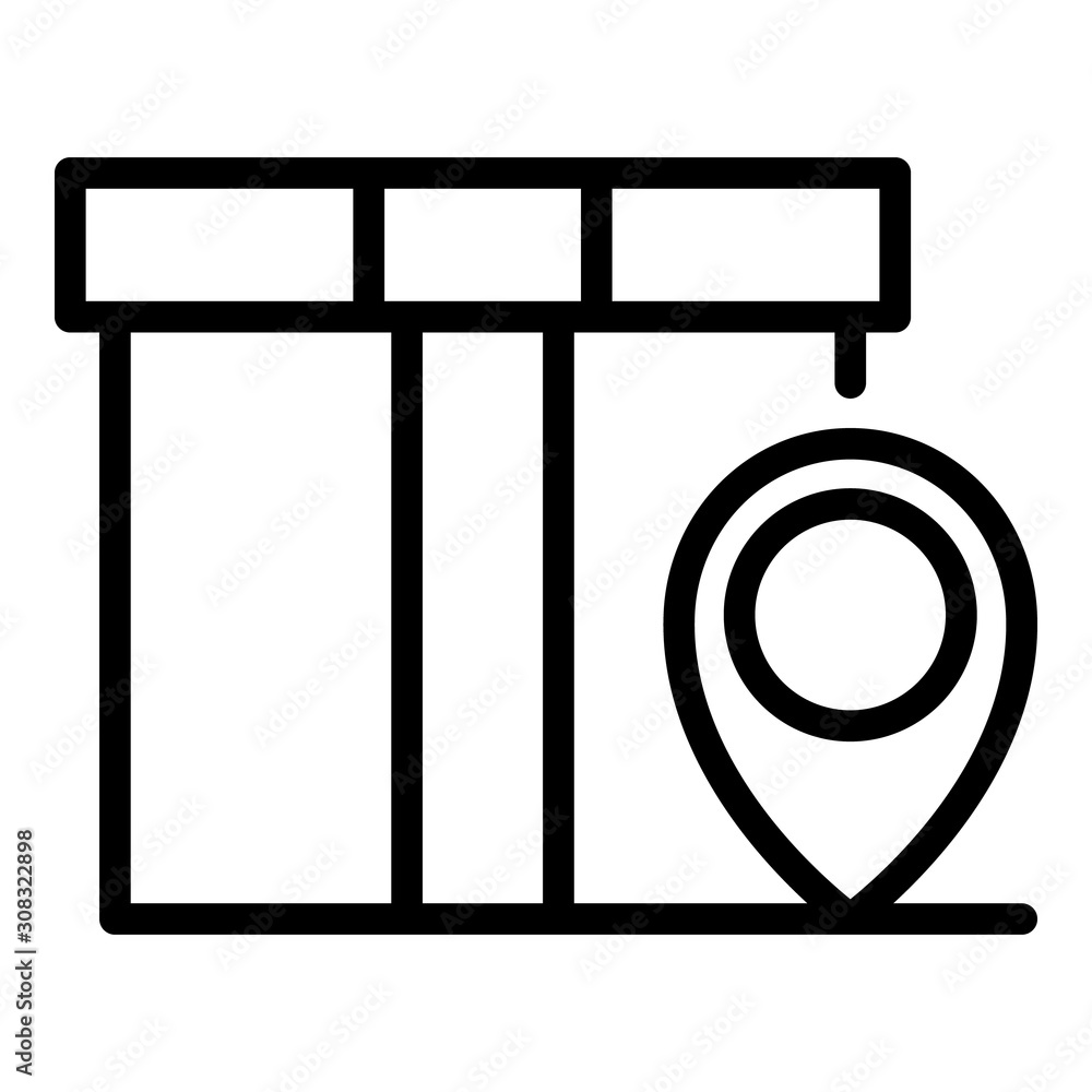 Parcel location icon. Outline parcel location vector icon for web design isolated on white background Parcel location icon. Outline parcel location vector icon for web design isolated on white background