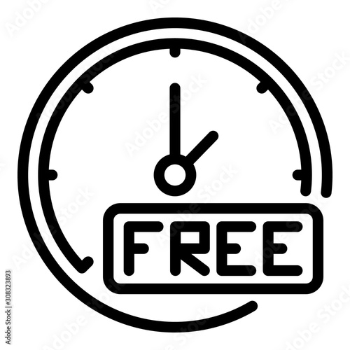 Free time delivery parcel icon. Outline free time delivery parcel vector icon for web design isolated on white background