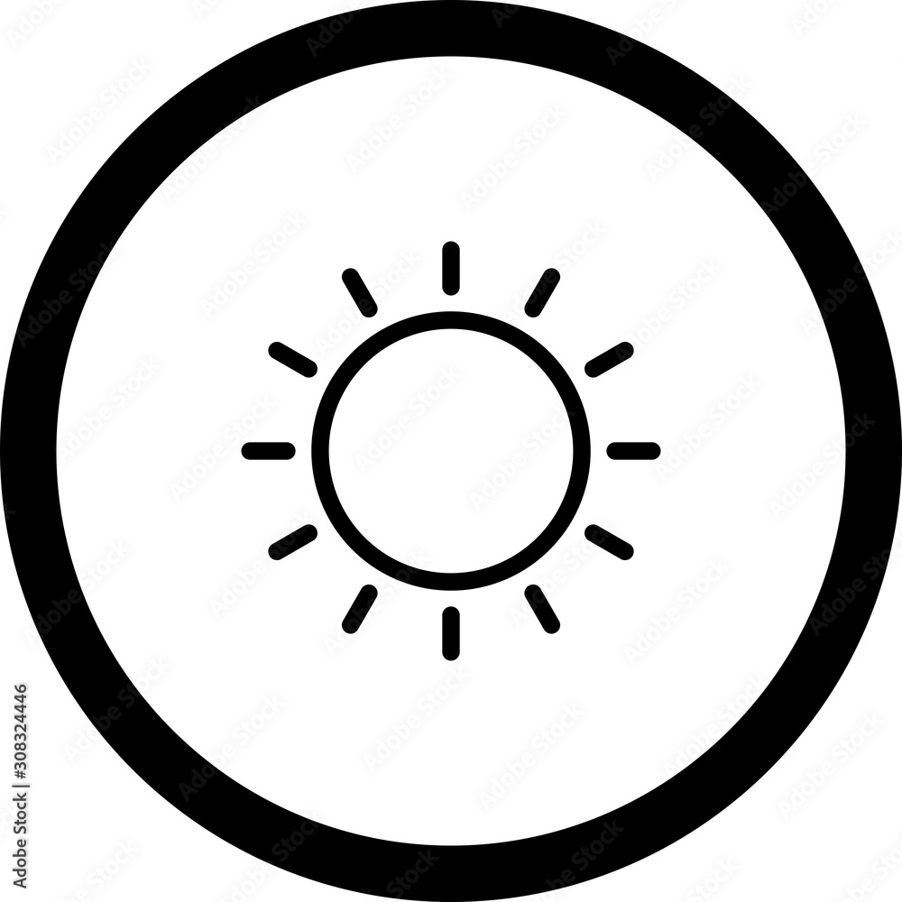 Circle Outline Sun Icon With White Background Circle Outline Sun Icon With White Background