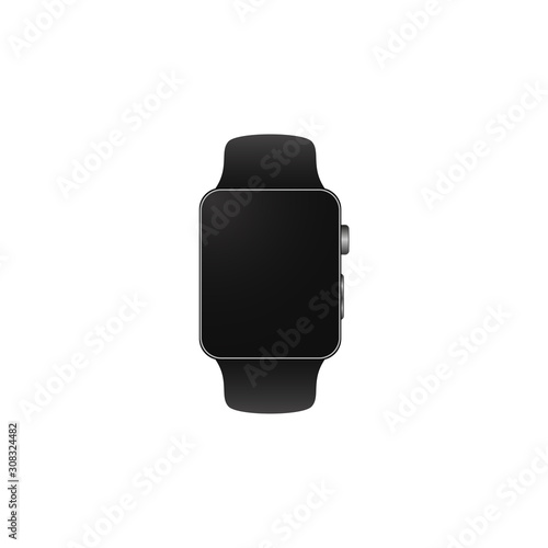 Black smart watch modern style. Isolated image.