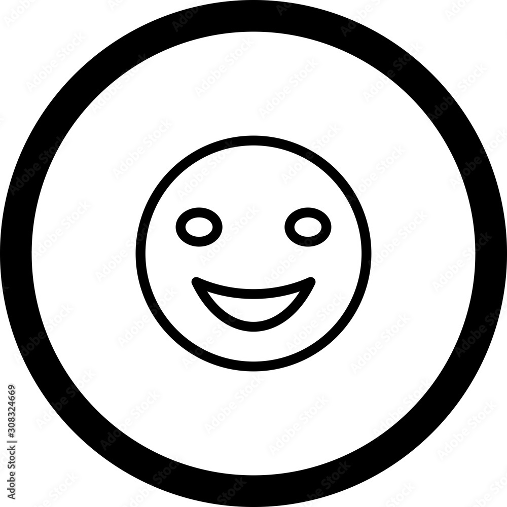 Circle Outline Smile Icon With White Background Circle Outline Smile Icon With White Background