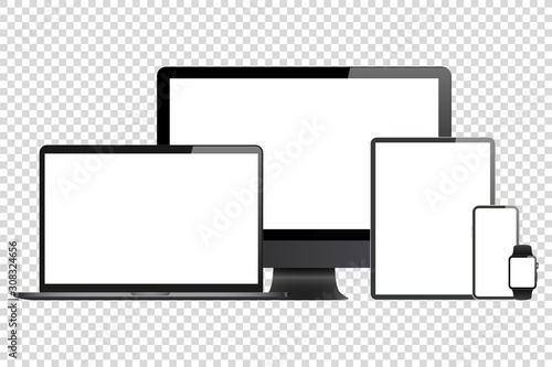 Modern set computer laptop pad mobile watch