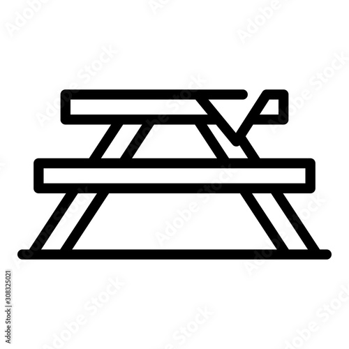 Camping table icon. Outline camping table vector icon for web design isolated on white background