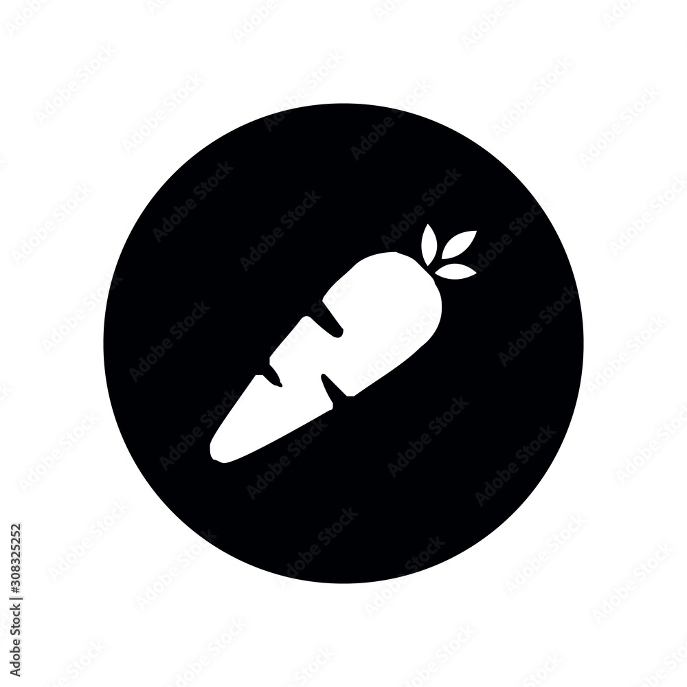 Cartoon Carrot Vegetable in black silhouette vector icon Cartoon Carrot Vegetable in black silhouette vector icon