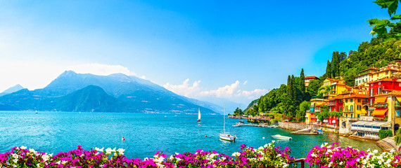 Crédence de cuisine Photos Varenna town, Como Lake district landscape. Italy, Europe.  © stevanzz