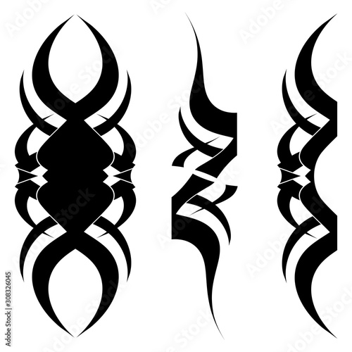 Tattoo types design. Vector illustration with tribal tattoo isolated on white.
