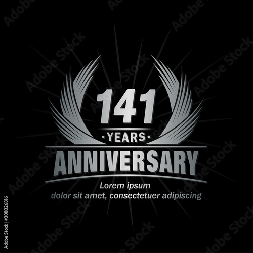 141 years logo design template. Anniversary vector and illustration template.
