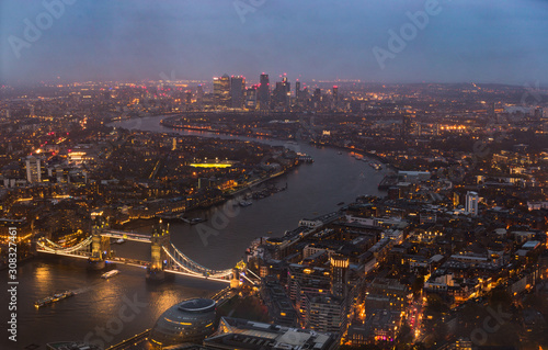 Tower Bridge Thames River and London City Skyline