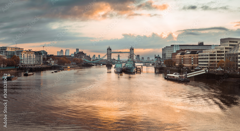 London cityscape panorama with River Thames Tower Bridge and London Cityscape