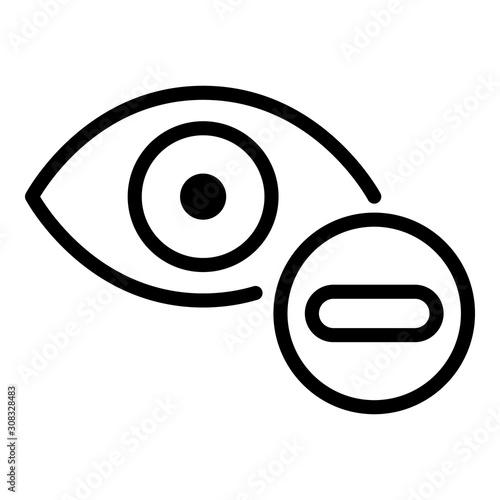 Eye minus icon. Outline eye minus vector icon for web design isolated on white background