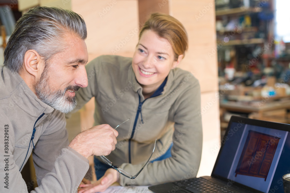 Obraz premium portrait of happy trainee at work