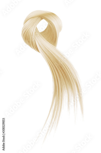 Blond hair tied in knot on white background, isolated