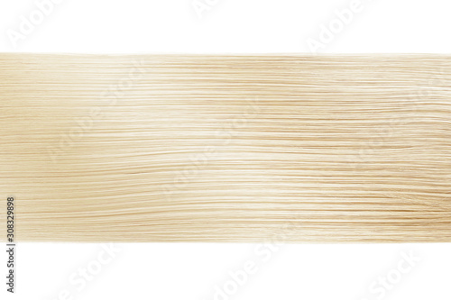 Blond hair on white background  isolated. Horizontal line