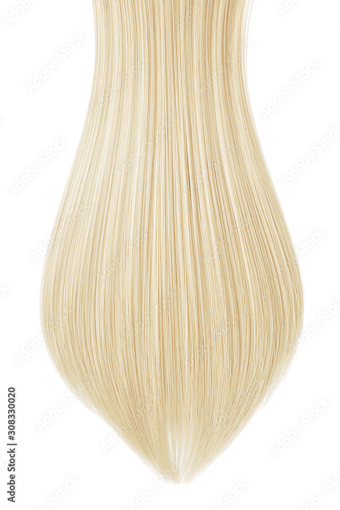 Blond shiny hair on white background, isolated Blond shiny hair on white background, isolated