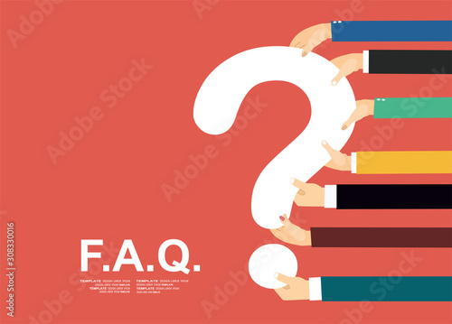 Human hands holding question mark, FAQ in flat design style, vector illustration