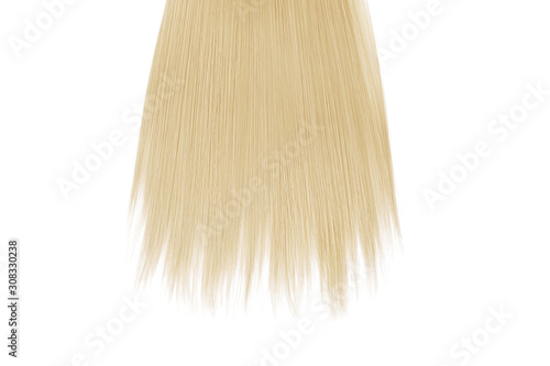 Blond hair close-up on white background, isolated