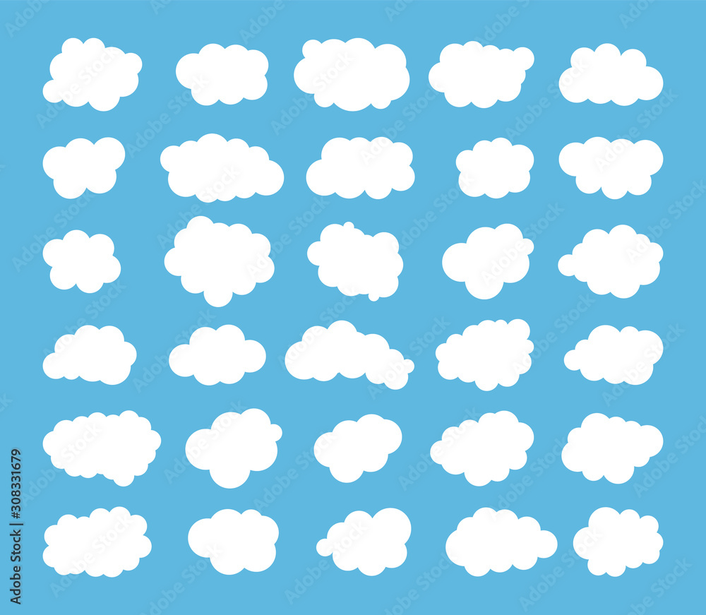 Cloud set isolated on blue background. Vector illustration Cloud set isolated on blue background. Vector illustration