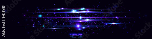 Glint cosmic rays. Power energy. Futuristic wave Flash. Magic sparks. Mystical shine streaks. Empty place. Neon wind lines. Glow effect. Beautiful light. Abstract background. Vector. EPS10