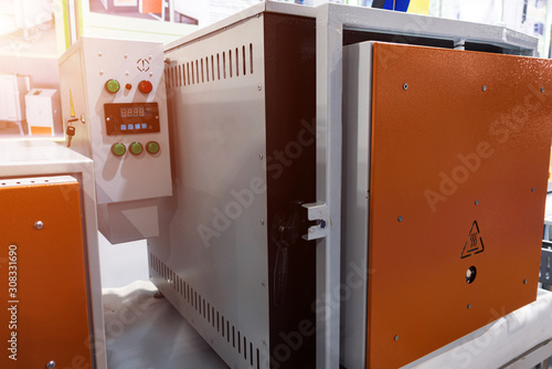 Canvas Print Laboratory electric furnace. Open door metal oven