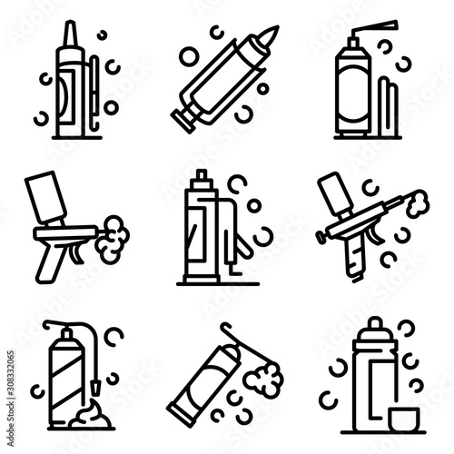 Polyurethane foam icons set. Outline set of polyurethane foam vector icons for web design isolated on white background