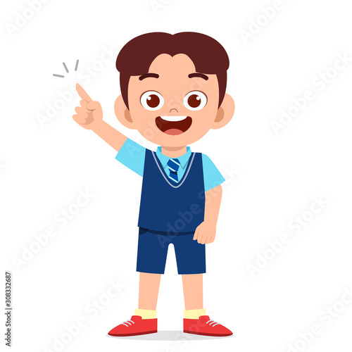 happy cute kid boy ready to go to school