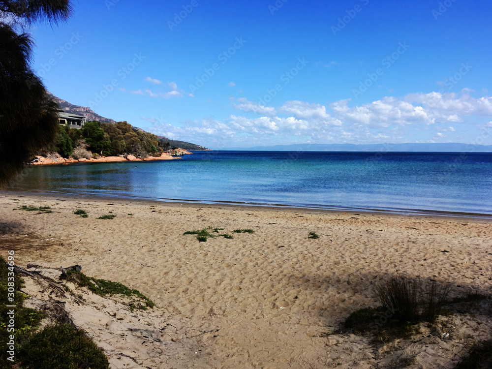 Beautiful beach in Coles Bay Tasmania
