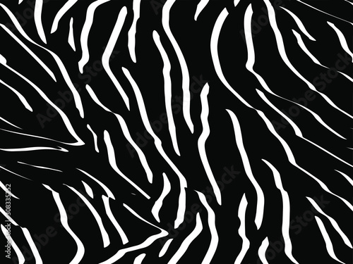 Full seamless zebra and tiger stripes animal skin pattern illustration. Black and white vector design for textile fabric printing. Fashionable and home design fit.