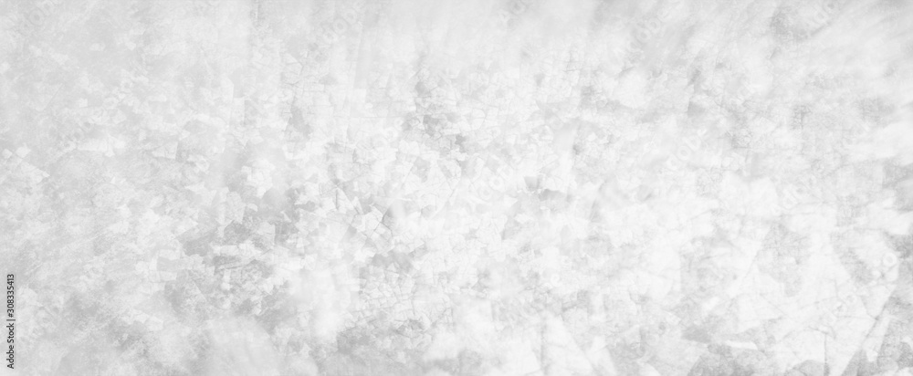 Naklejka premium white background with white peeling crackled paint grunge with blur effect in old vintage background banner design