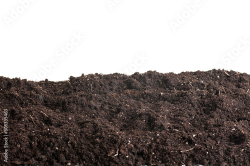 pile of soil background, earth texture isolated on a white background