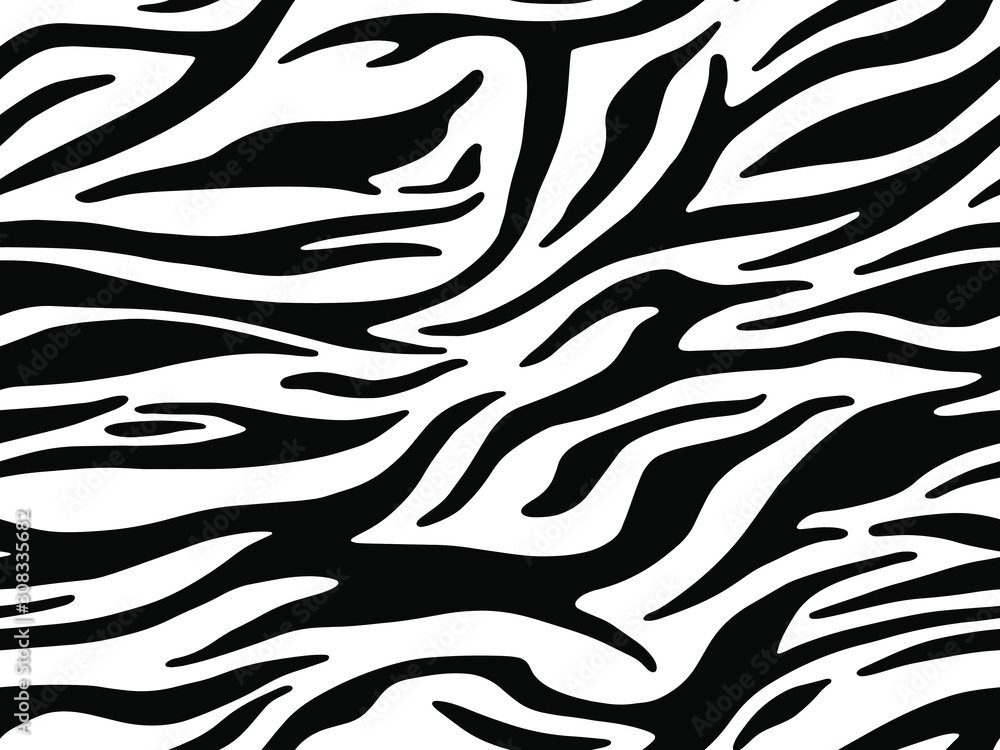 Obraz premium Full seamless zebra and tiger stripes animal skin pattern illustration. Black and white vector design for textile fabric printing. Fashionable and home design fit.