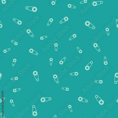 Green Timing belt kit icon isolated seamless pattern on green background. Vector Illustration