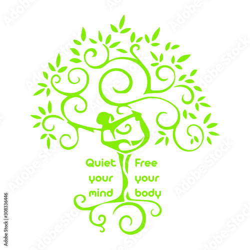 Floral women with yoga pose illustration - VECTOR