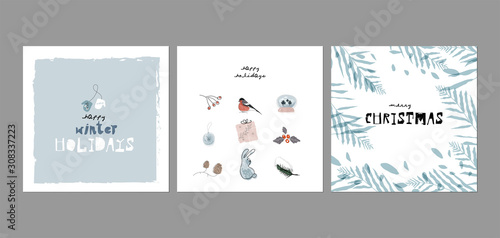 Wallpaper Mural Christmas cute cartoon illustration clipart with different winter holidays symbols Torontodigital.ca