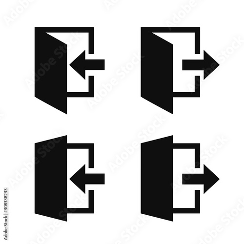 Exit and entrance icons set isolated. Leave symbol for web site, doorway entrance – vector