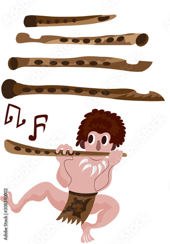 Blowing a traditional Flute