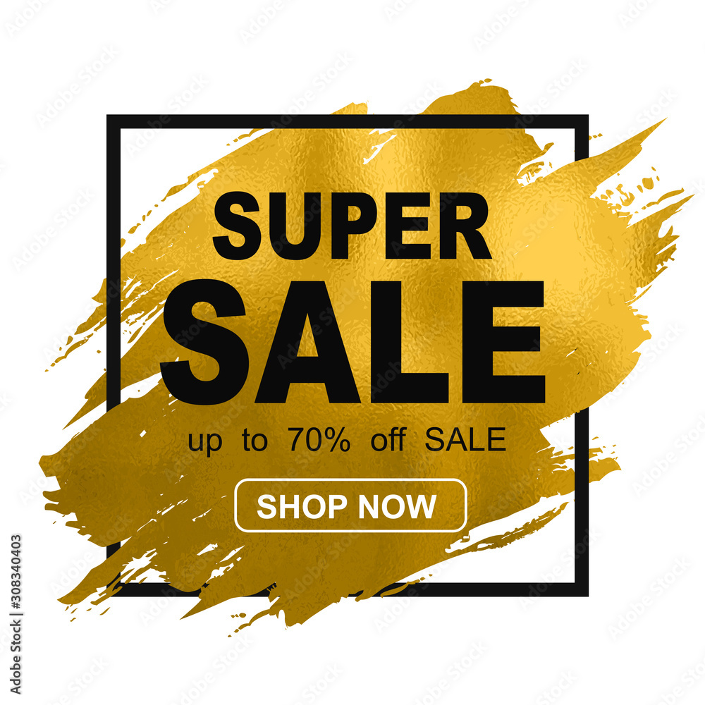 Super sale golden baner concept - vector