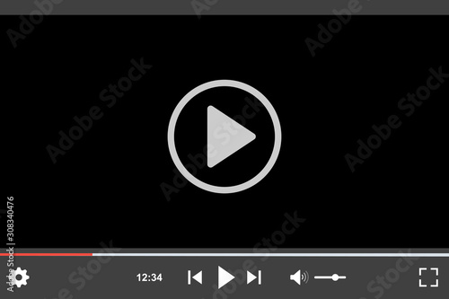 Video player. Multimedia player social media. Video player interface template for web and mobile apps – for stock