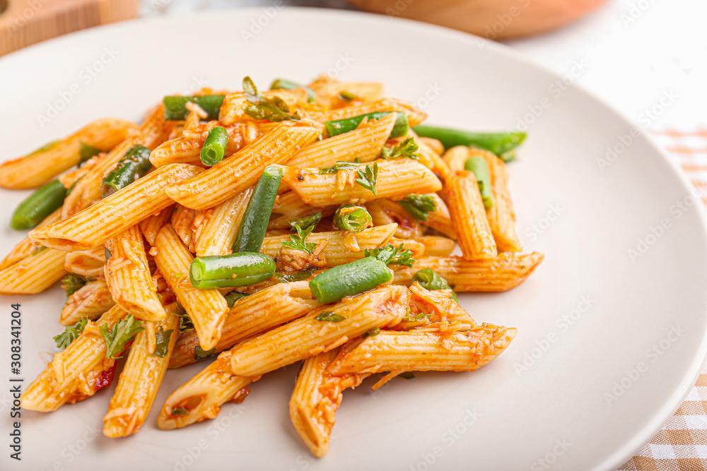 Tasty pasta on plate, closeup Tasty pasta on plate, closeup