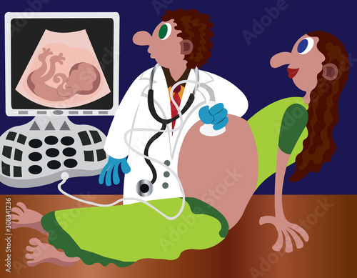Expectant mother getting an ultrasound 