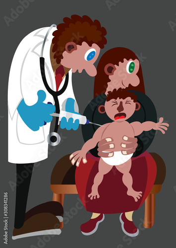Baby getting a vaccine injection