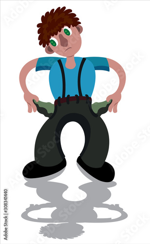 A very broke fellow checks his empty pockets