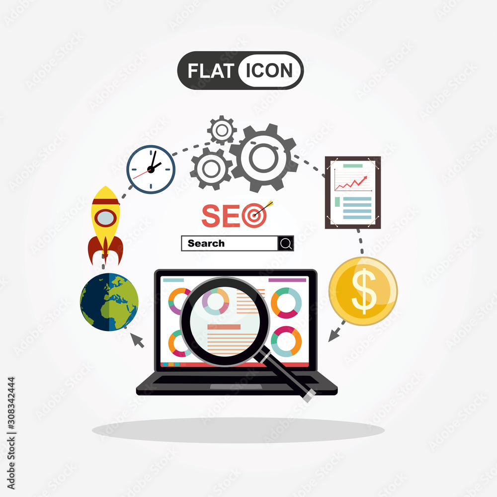 Flat illustration web analytics design , SEO optimization. Flat illustration web analytics design , SEO optimization.