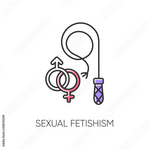 Sexual fetishism color icon. Male and female erotic play. Sex toy stimulation. Kinky relationship. Specific intimate behaviour fixation. Mental disorder. Isolated vector illustration