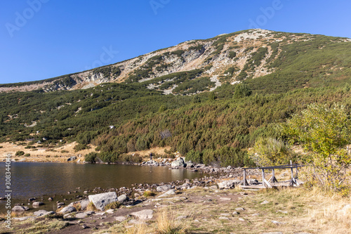 Landscape with Bezbog Lake, Pirin Mountain, Bulgaria photo